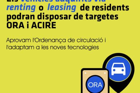 El ple aprova l’ordenança de circulació que permet que els vehicles de residents amb “renting” o “leasing” disposin del distintiu ORA i ACIRE